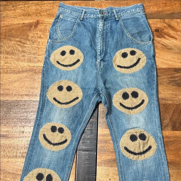 Kapital embroidered denim smiley patchwork jeans - Picture 2 of 14